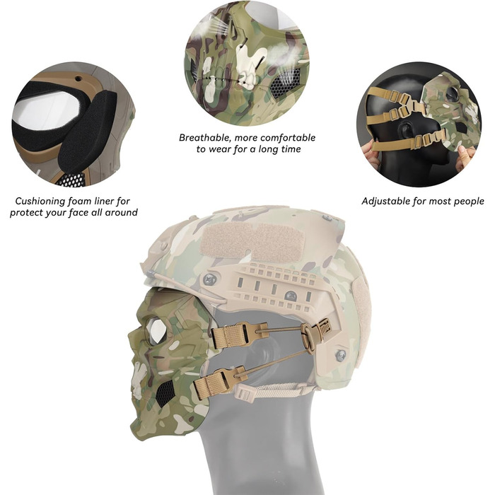 Тактична маска Череп Повна маска для обличчя для Хеллоуїна Косплей Костюм Камуфляж