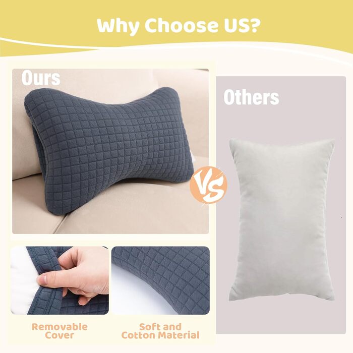 Міні-подушка для подорожей vocheer, 27,9 x 17,8 см, маленькі подушки для сну, крихітні подушечки для шиї, зап&39ястя, поперекового відділу хребта та колін, подушка для домашніх тварин, бавовна, знімний чохол, можна прати в пральній машині, темно-синій