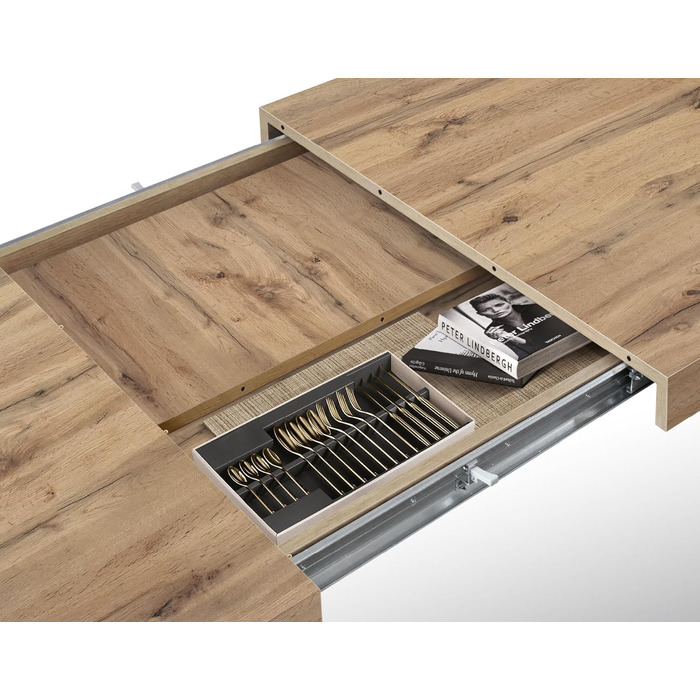 Розсувний стіл Elisa, Стіл для вітальні або кухні, Схрещені ніжки X Чорний, Зроблено в Італії, Рустикальний дуб, 160x90x76 см - id1997 160x90x76 Чорна основа Рустикальний дуб