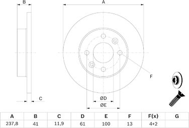 Гальмівні диски передні Bosch BD94 237,8 мм комплект (2 шт.)