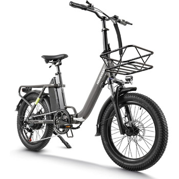 Складаний електровелосипед HANEVEAR H6-Light, електричні велосипеди з датчиком крутного моменту Акумулятор 48 В 14,5 Аг, запас ходу до 120 км Двигун 55 Нм 250 Вт 3,0-дюймовий Fat E-Bike, позашляховий електровелосипед Pedelec для чоловіків та жінок, сірого