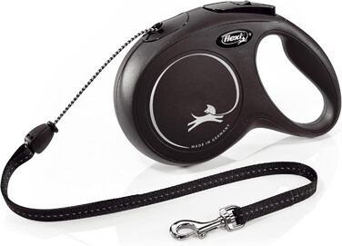 flexi® Classic M Rope 8 м чорний, висувний повідець для собак до 20 кг