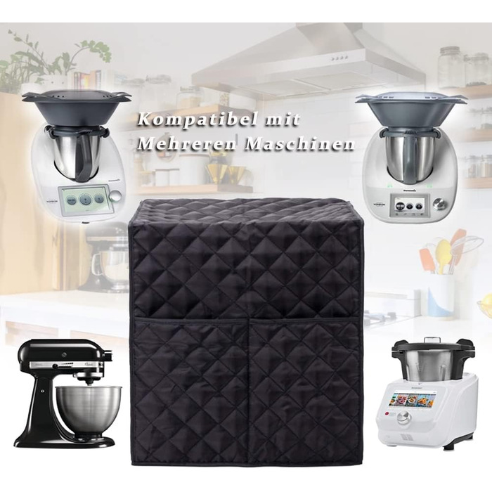 Захисний чохол Аксесуари для кухонного комбайна - Пилозахисний чохол Чорний чохол з бічною кишенею, кухонний охайний пристрій для Thermomix/Monsieur Cuisine Connect (MCC)