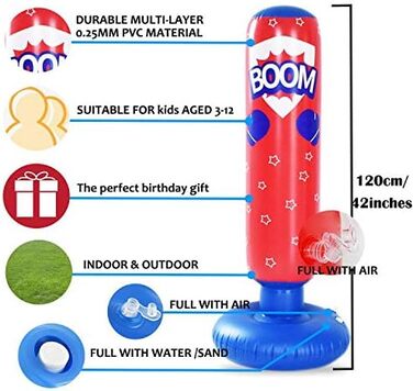 Боксерська груша JanTeelGO Kids 120 см, боксерська груша для миттєвого відскоку для занять кікбоксингом, карате, тхеквондо для зня