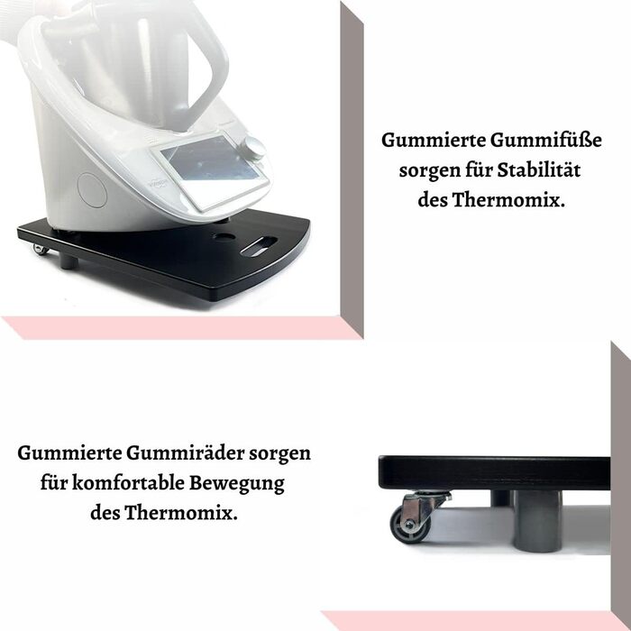 Розсувна дошка для роликової дошки Thermomix TM5 TM6 слайдер без зусиль переміщається та надійно тримається (чорна з дерева)