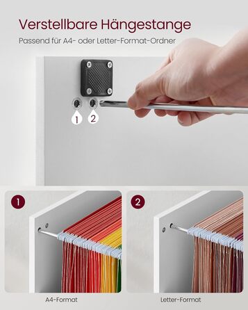 Картотечна шафа VASAGLE, офісна шафа для домашнього офісу, підставка для принтера, з 3 шухлядами, що замикаються, регульовані підвісні рейки, для форматів A4 та Letter, хмарно-білий OFC055W14 хмарно-білий 3 полиці (103 висоти см)