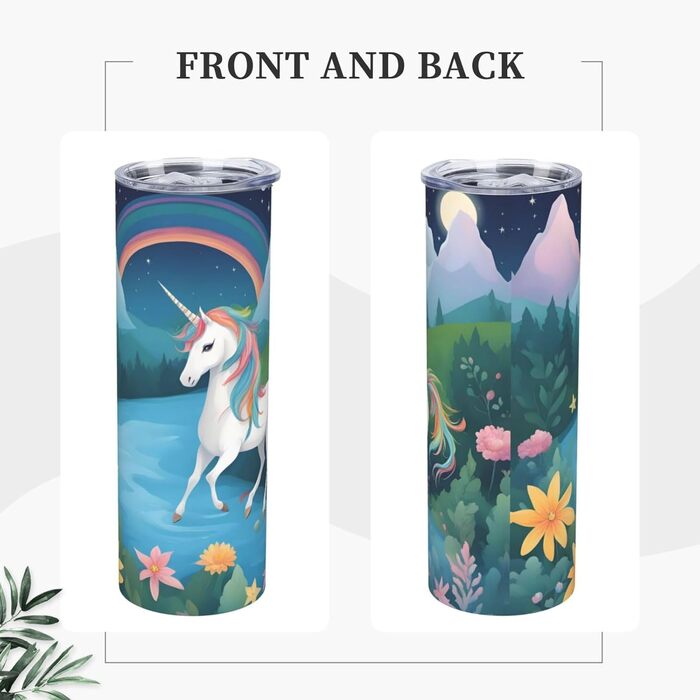 Кухоль з прямою трубочкою, дизайн біжучі єдинороги, принт, дорожній кухоль, підходить для кемпінгу, офісу та дому, 590 мл