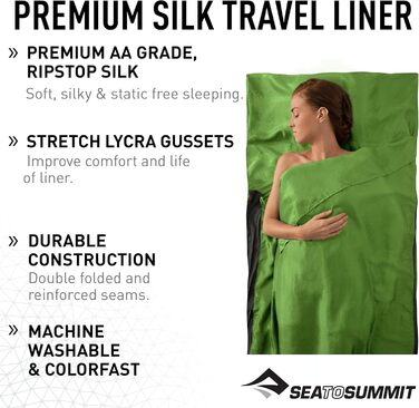 Спальний мішок Sea to Summit спальний мішок хатина спальний мішок Silk Stretch Liner - Traveller зелений мандрівник