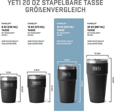 Стаканка YETI Rambler об&39ємом 591 мл (20 унцій) зі знімною кришкою MagSlider, термокружка з нержавіючої сталі, вакуумна ізоляція колір Firefly Yellow