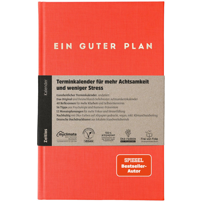 Гарний позачасовий план цілісний календар зустрічей для більшої усвідомленості та меншого стресу недатований щотижневий планувальник із 56 порадами та цитатами без кітчу (Koralle)