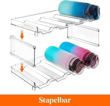 Тримач для пляшок Lifewit, що штабелюється, для шафи, морозильної камери, комори - пластиковий тримач для пляшок з водою для кухонної стільниці, шафи, офісу, кожна полиця вміщує 12 пляшок, 3-рівневий - 12 пляшок