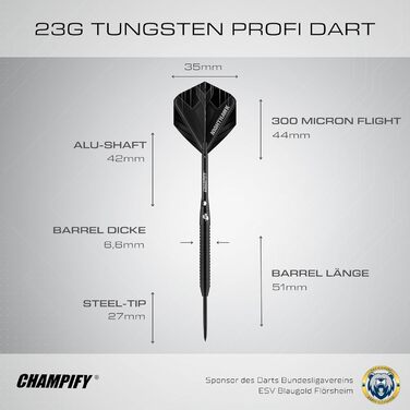 Набір дротиків Champify з 90 вольфраму з чорним футляром 3 сталеві дротики з 9 алюмінієвими стрижнями та 9 дергами Набір дротиків з аксесуарами Дротики з металевим наконечником
