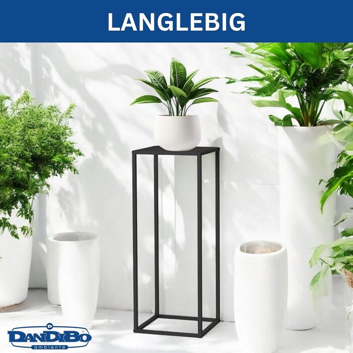 Металева підставка для рослин DanDiBo, чорна, квадратна, 80 см, 96588, Журнальний столик, високий квітковий табурет, сучасний дизайн, 80 см ()