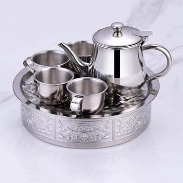 Дитячий набір для чаювання, 10,9 см, нержавіюча сталь, з довгим носиком, з чашками та підносом, розвиваючий ролевий набір для дошкільнят та початківців, для дитячого садка