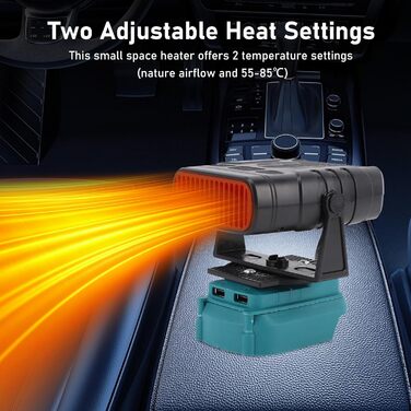 Акумуляторний обігрівач Cuifati, портативний автомобільний обігрівач потужністю 200 Вт, постійна температура, електричний обігрівач для автомобіля, використання в приміщенні, з двома USB-портами та 2.