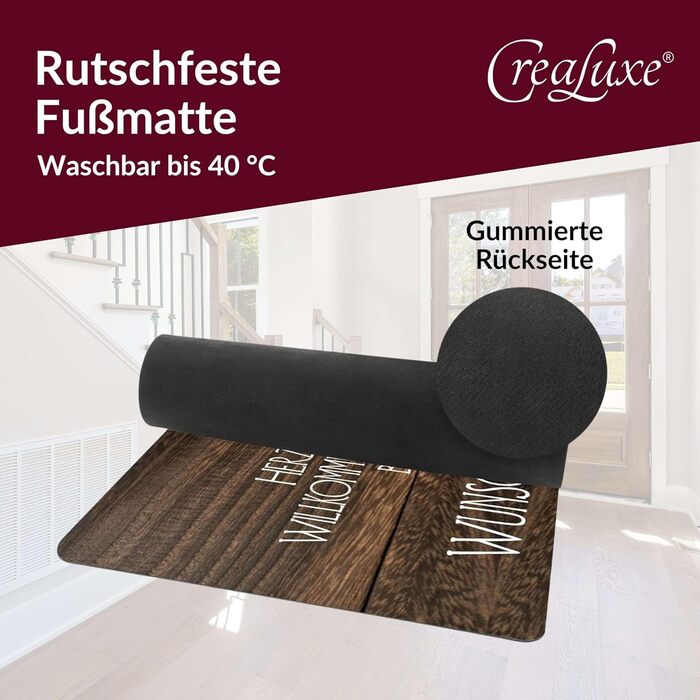 Персоналізований килимок для дверей - міцний, нековзний килимок для використання всередині та зовні приміщень - можна прати - килимок для зовнішніх та вхідних дверей - 60x40 см - собака/кіт з фотографією та іменем (імітація дерева)