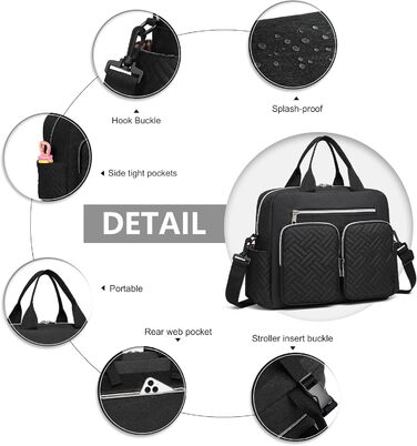 Сумка для пеленання дитини, стильна, для мами і тата, дорожня сумка-трансформер з ізольованими кишенями чорна