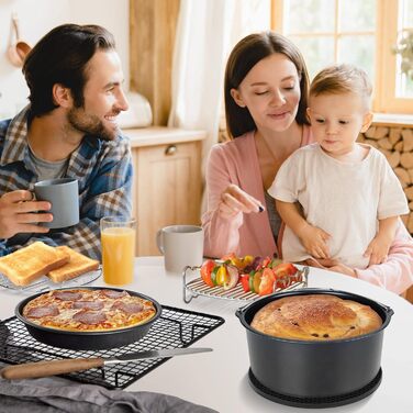 Аксесуари для фритюрниці Wodasi, Аксесуари для фритюрниці 3.5 л Набір аксесуарів із шести предметів, Air Fyer для всіх брендів, форма для мафінів, форма для піци, форма для випічки, решітка для приготування на пару, силіконовий килимок, решітка для гриля