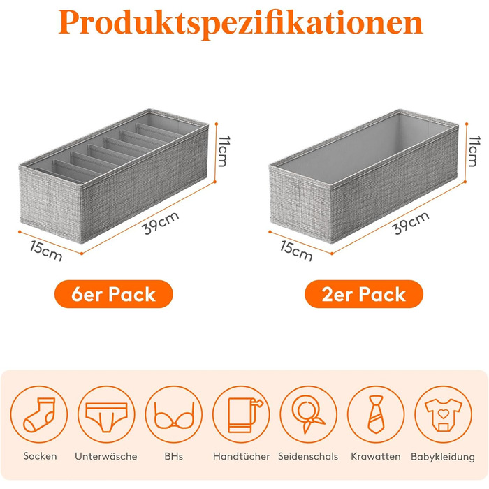 Набір Lifewit з 8 предметів подвійний органайзер Hemnes для комода зі стабільною основою, органайзер для пеленального столика, органайзер для гардеробу, система організації шухляд для пеленального приладдя, дитячого одягу, футболок, спідньої білизни, 8 дл
