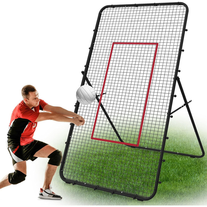 Волейбольна сітка LIANTRAL 2,2 × 1,2 м – тренувальне обладнання з зоною відбивання для лакросу, бейсболу та вправ, регульована для заднього двору, приміщення чи вулиці, чорна