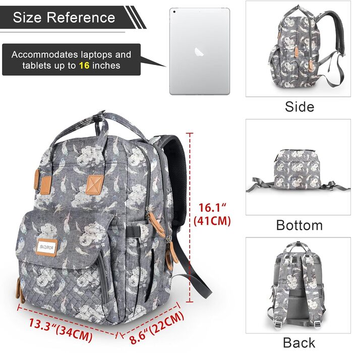 Рюкзак-пеленатор, випадковий рюкзак-пеленатор, сумки для пеленання великої місткості, які підходять для подорожей, покупок і прогу