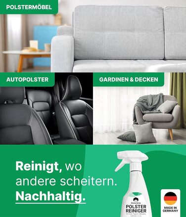 Засіб для чищення оббивки для диванів, диванів та автосидінь 500 мл включаючи щітку для оббивки - Sustainable & Anti Odor - Засіб