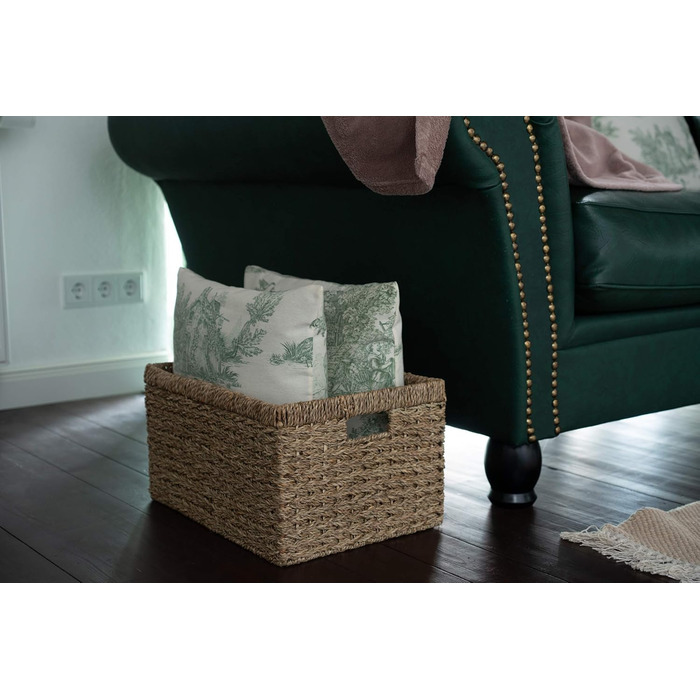 Кошик для зберігання Decorasian, полиця-кошик, плетений з морської трави - дуже міцний - XL (44 см x 33 см x 25 см) натуральний