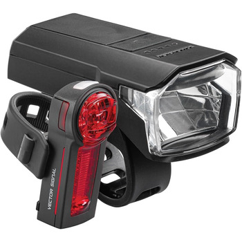Комплект велосипедних ліхтарів TRELOCK LS 480 LIGHTHAMMER 80 LUX задній ліхтар LS740 з функцією стоп-сигналу Функція заряджання через USB Видимість 100 м Світлодіодний індикатор заряду батареї Схвалено StVZO