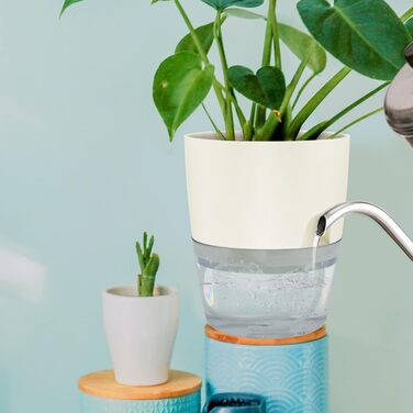 Пластикові квіткові горщики, 6 шт. , 22,3 см/15,3 см/10,5 см/8,2 см, горщики для трав із самополивом та резервуаром для води, сучасні горщики для кімнатних рослин, квітів та трав - Білі, комплект із 6 предметів