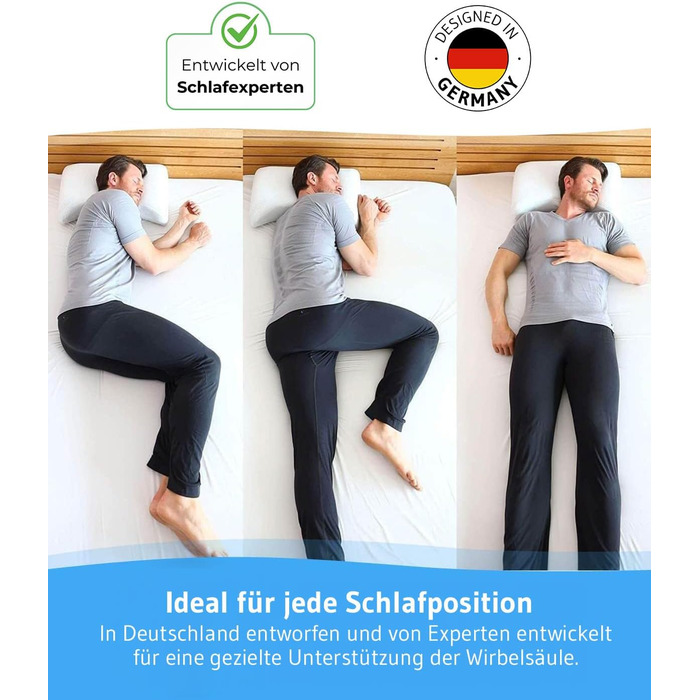 Охолоджувальна подушка VITALice Регульована по висоті подушка для шиї з піни з ефектом пам&39яті з чохлом ClimaCool Класна ергономічна подушка для сну на боці, дихаюча, ергономічна, 56x36x9,5/11,5 см