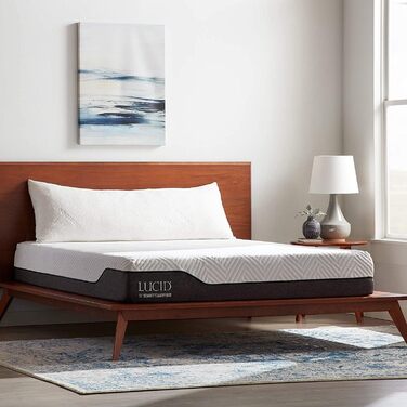 Подушка для сну на боці LUCID з подрібненого пінного матеріалу з ефектом пам&39яті подушка для тіла ідеально підходить для вагітних надзвичайно м&39який чохол з бамбукового віскози, білий, (1 упаковка)