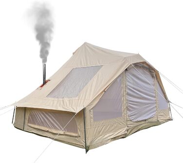 Водонепроникний 4-сезонний кемпінговий намет, пірамідальний намет з бавовни та льону, сімейний намет, намет-вігвам з отвором для дров&39яної печі/вентиляцією, знімною підлогою, великою житловою зоною, багато місця для зберігання речей, розкішний намет, ви