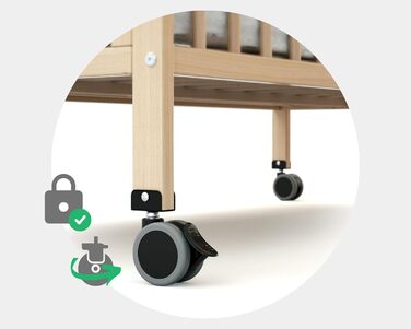 Складане дитяче ліжко 60x120 см Біле Складане дерев&39яне дитяче ліжко на колесах Біле 60 x 120-124,5 x 64,5 x 87,5 см, 4 - PRO ESSENTIEL