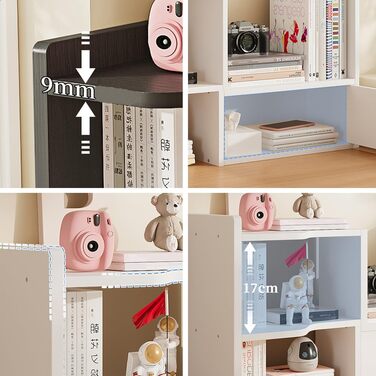 Розсувна настільна книжкова полиця, окремостояча, регульована, офісна полиця для зберігання речей, органайзер для столу, настільна книжкова полиця для офісу та дому (біла)