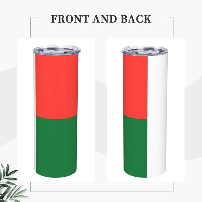 Кухоль з прямою трубочкою, дизайн Прапор Мадагаскару, дорожній кухоль з принтом, підходить для кемпінгу, офісу та дому, 590 мл