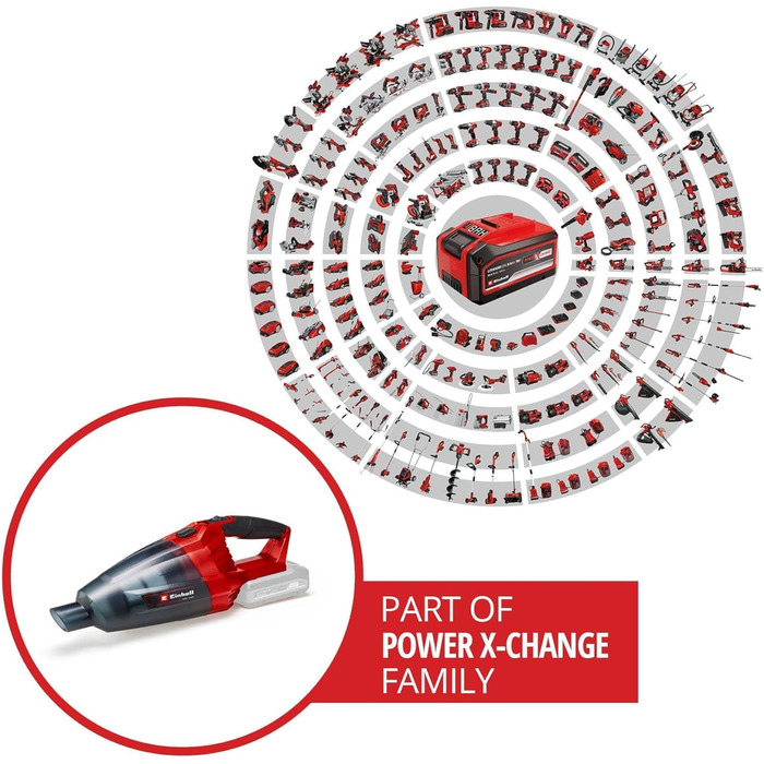 Акумуляторний ручний пилосос Einhell TE-VC 18 Li-Solo Power X-Change (18 В, сила всмоктування 42 мбар, контейнер для пилу 540 мл,