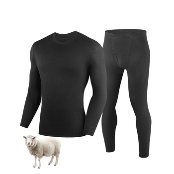 Чоловічий комплект білизни зі 100 мериносової вовни, м&39яка зимова термобілизна, тепла лижна білизна з мериносової вовни, сорочка з довгими рукавами та штани (розміри M-XXL) XL 250 г/м Чорний