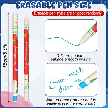 Набір гелевих ручок, що стираються - різдвяні гелеві ручки для ручок, що стираються, з термочутливим чорнилом, що стирається, різні кольори чорнила, 0,7 мм (24 ручки, що стираються, у сліпому полі)