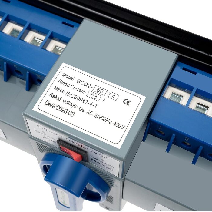 Аварійний перемикач передачі електроенергії 220v Автоматичний автоматичний перемикач подвійної потужності Ручний перемикач передачі Перемикач навантаження Подвійний перемикач живлення Перемикання живлення для будинків Громадських місць, 63A 4P