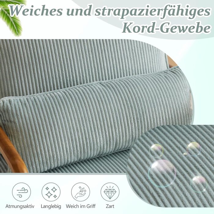 Крісло Bonnlo, м&39яке коктейльне крісло, сучасне крісло для відпочинку, крісло з відкидною спинкою для вітальні, м&39яке крісло з масиву дерева, крісло для читання, вантажопідйомність до 200 кг, вельветова тканина (синій колір)