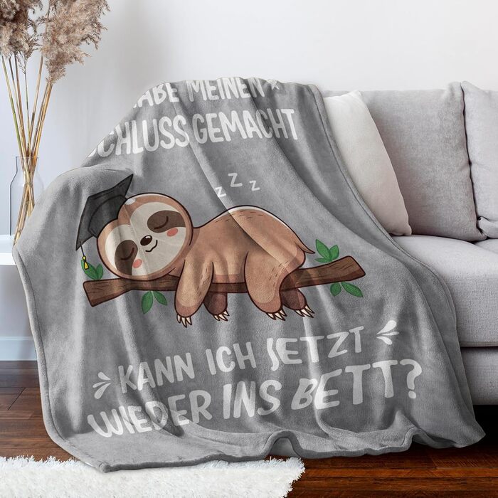 Подарунок на ступінь бакалавра, подарунки на випускний у середній школі, подарунок на ступінь магістра - м&39які подарунки-ковдри для успішного складання іспитів, подарунок на докторат, лінивець з ступенем, сірий, 50&39 x 60&39