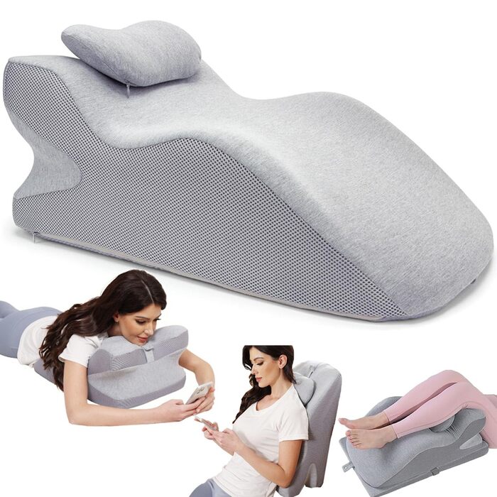 Клиноподібна подушка для ліжка та дивана, подушка для читання з піни з ефектом пам&39яті, ергономічна подушка для спини, шиї та ніг, подушка для рефлюксу, подушка для ніг з чохлом, який можна прати, для ліжка, дивана, сидіння, сну та читання