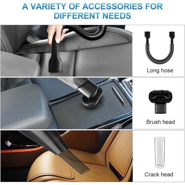 Ручний пилосос Акумуляторний ручний пилосос Акумулятор 8500Pa Міні портативний акумуляторний автомобільний пилосос зі світлодіодни