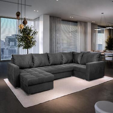 Кутовий диван Masseno LORIVO RS з функцією сну, U-подібний, диван з відділенням для зберігання речей, диван для вітальні, кушетка, диван-ліжко, комплект диванів - сірий, Paros 06 правий Paros 06