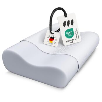 Ергономічна подушка для шиї з холодної піни Регульована висота вибір жорсткості Подушка для сну на спині, животі та на боці - Сертифікована Oeko-TEX - (Базова - Холодна піна) Базова - Холодна піна 50 см x 32 см x 11,9 см