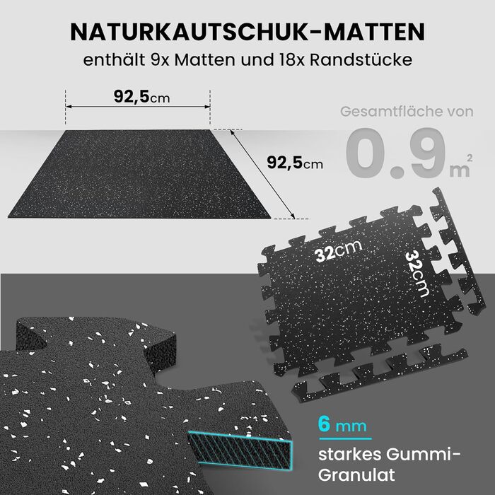 Захисний килимок Набір захисних килимків для підлоги 9 шт. гумовий гумовий килимок Спортивний килимок Гімнастичний килимок Килимок