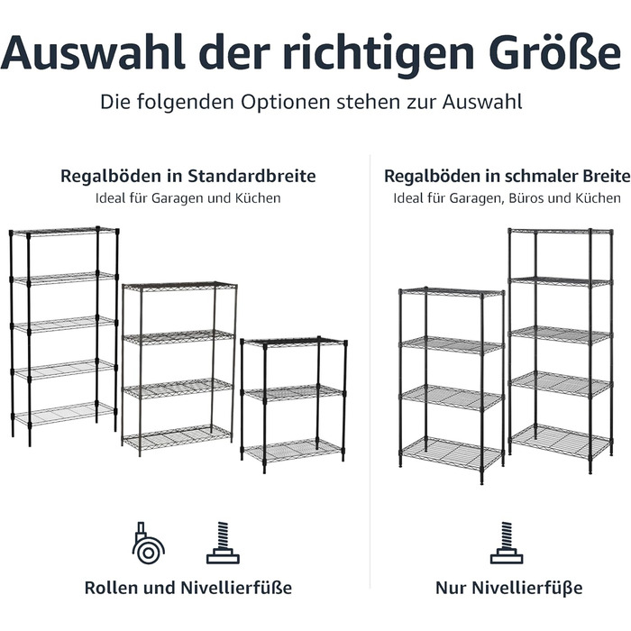 Вузька шафа для зберігання Storeo Basics з 4 полицями, регульованими по висоті полицями та ніжками, максимальна вага 363 кг, чорна, 34 см x 58,9 см x 121,9 см (Г x Ш x В) 4 полиці чорного кольору 34 Д x 58,9 Ш x 121,9 см