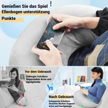 Ергономічна подушка ваш союзник для комфорту та творчих моментів, подушка для читання на ліжко та диван, ігрова подушка, для читання, гри, роботи, в&39язання гачком, зменшує втому рук (сіра)