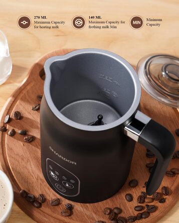 Піноутворювач для молока 5 в 1, електричний піноутворювач для молока з інтелектуальним регулюванням температури, піноутворювач для