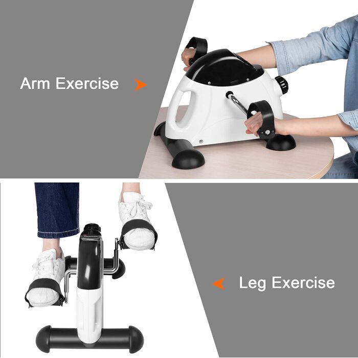 Міні-велотренажер, велотренажер Uten з регульованим опором та нековзним килимком, міні-велотренажер для рук та ніг для дому та офісу, регульований та портативний - білий